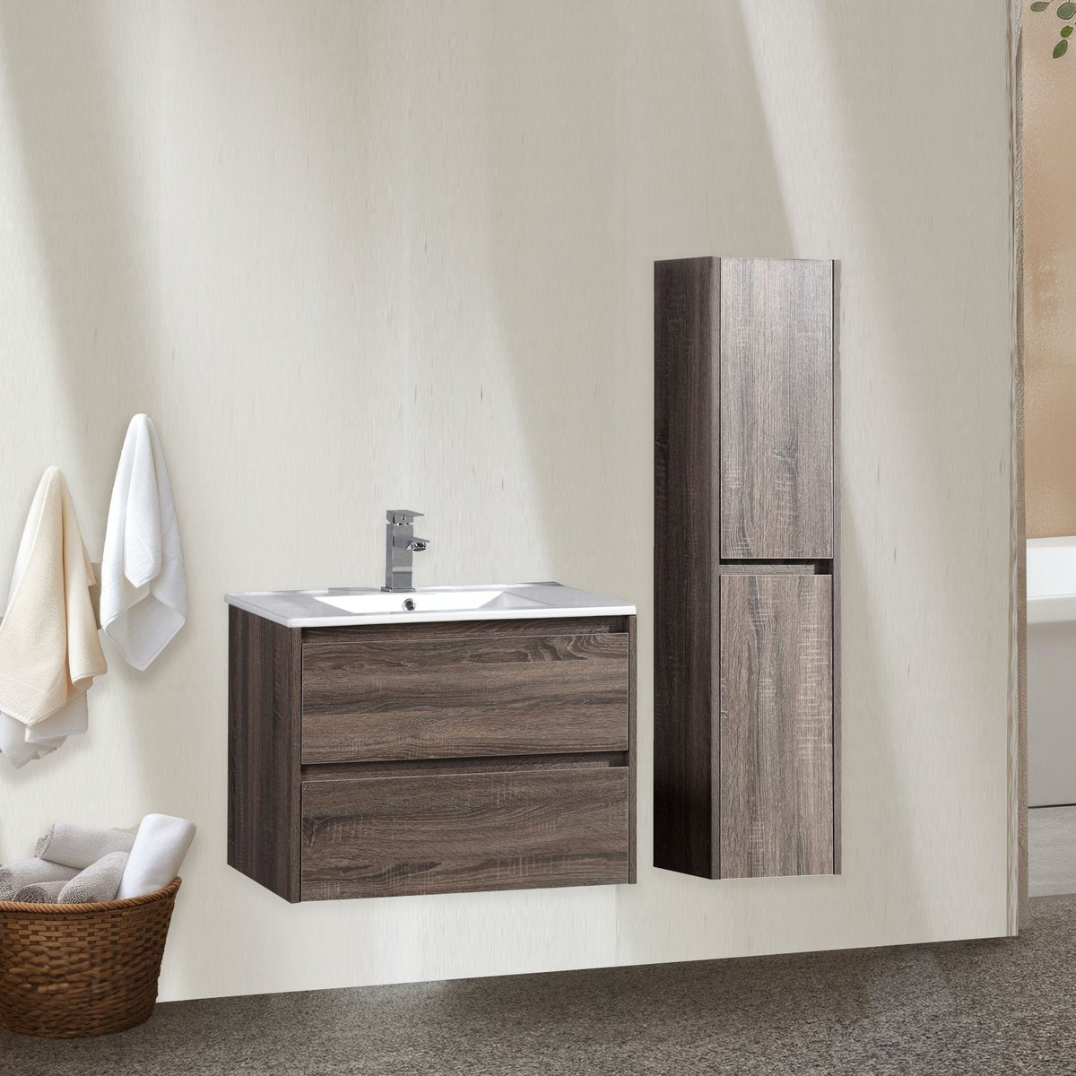 Ensemble salle de bain 100 cm chêne californien brun Aquadoli