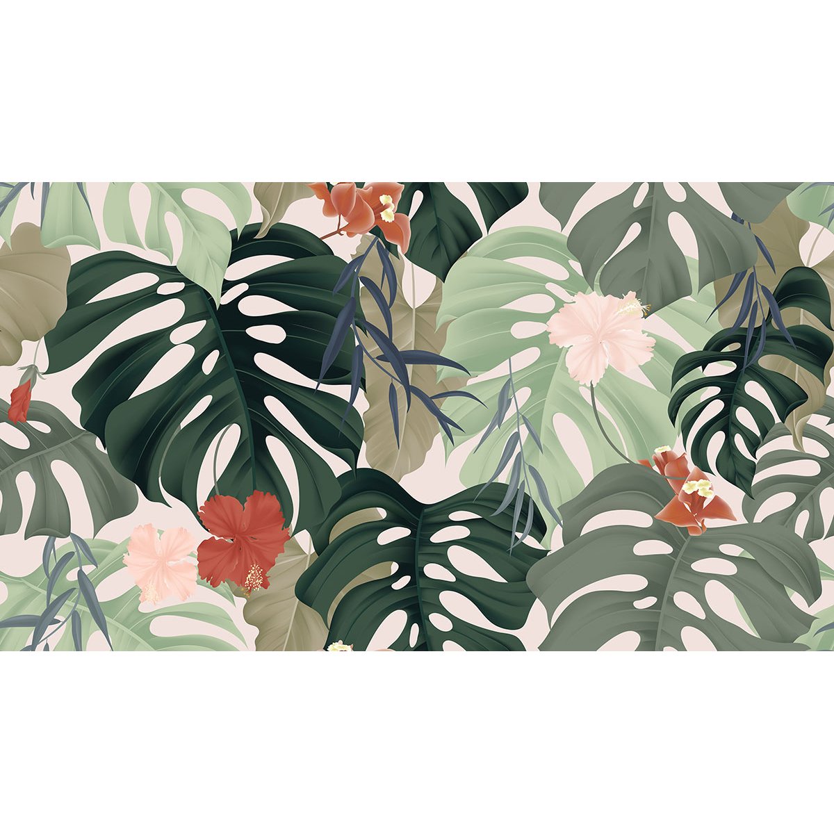 Papier peint panoramique - Fleurs tropicales