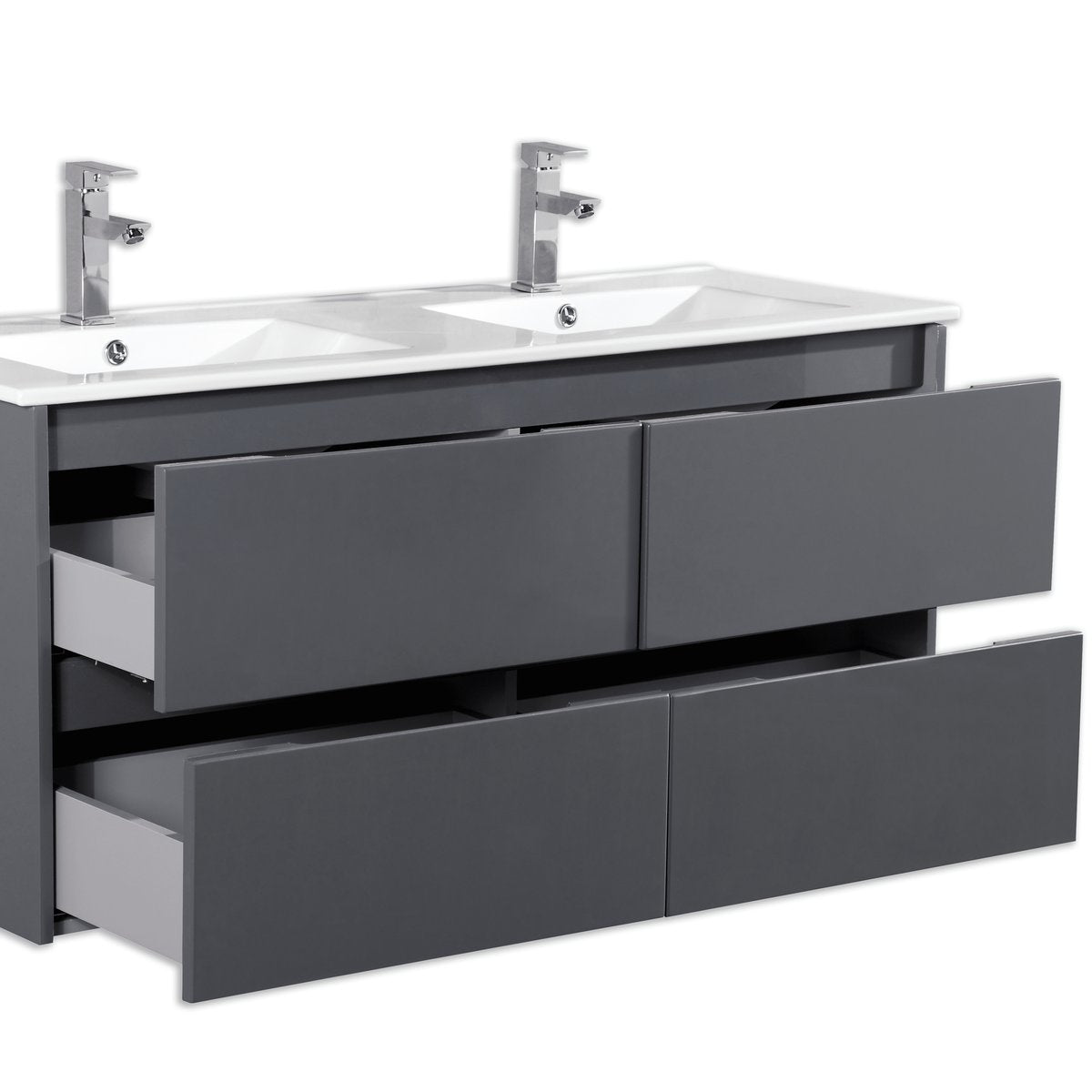 Meuble double vasque 120 cm gris laqué Aquadoli