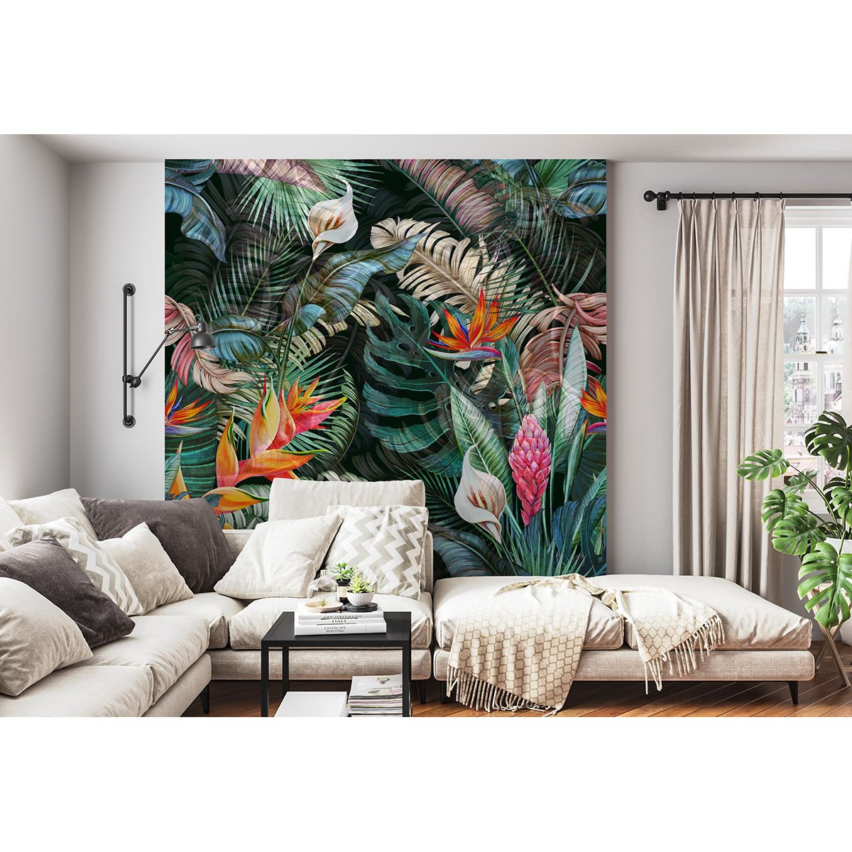 Papier peint panoramique - Feuilles tropicales