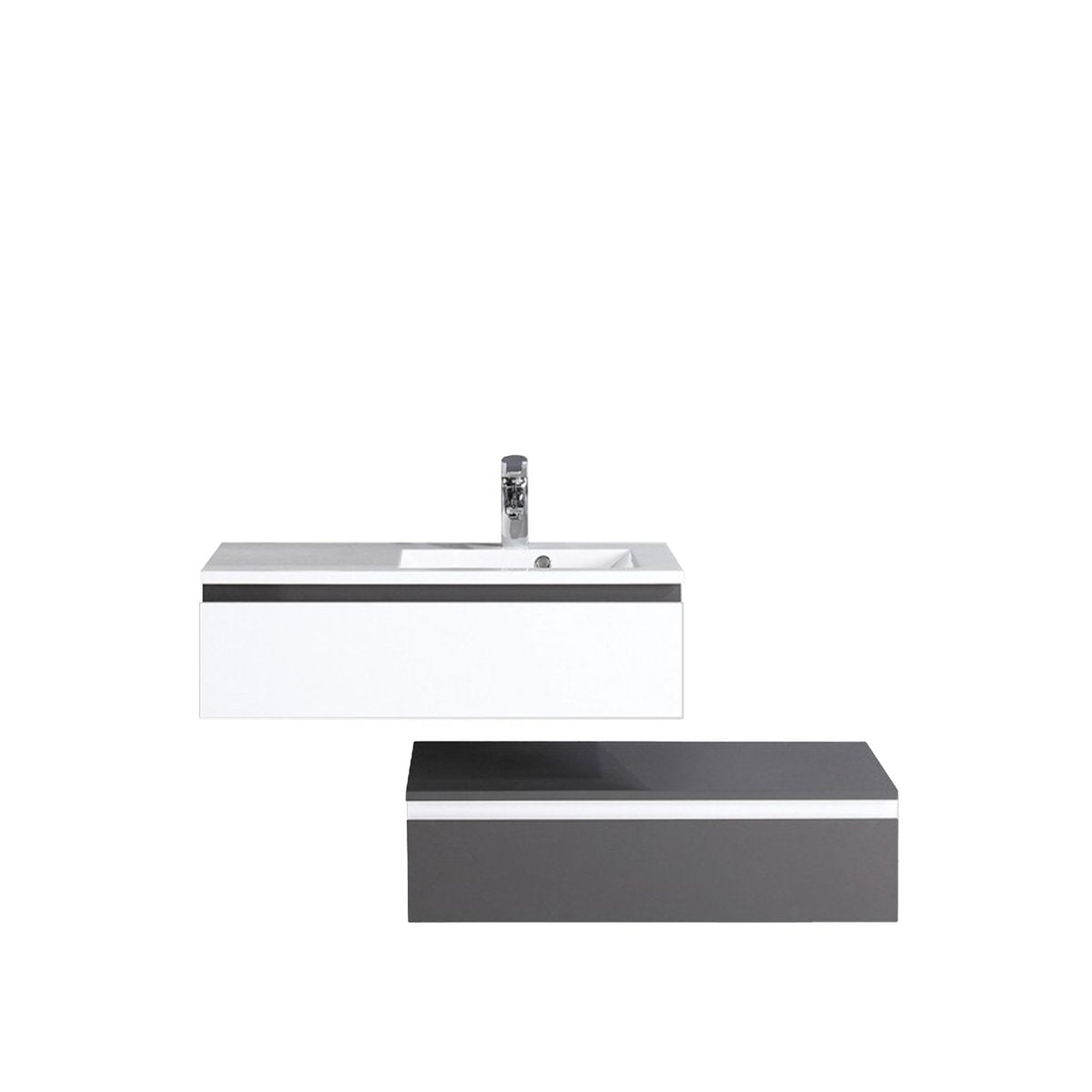 Meuble avec vasque 90 cm gris et blanc Aquamare