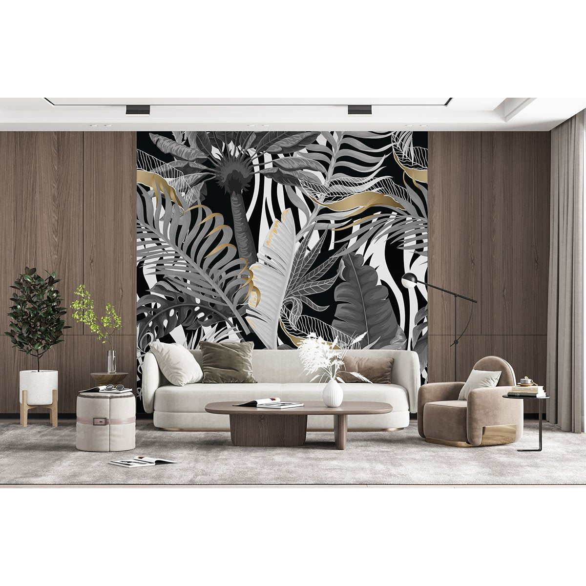 Papier peint panoramique - Feuilles tropicales