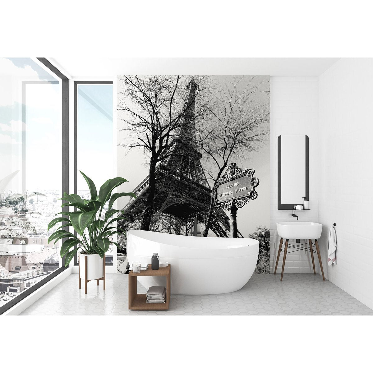 Papier peint panoramique - Tour Eiffel Noir et Blanc