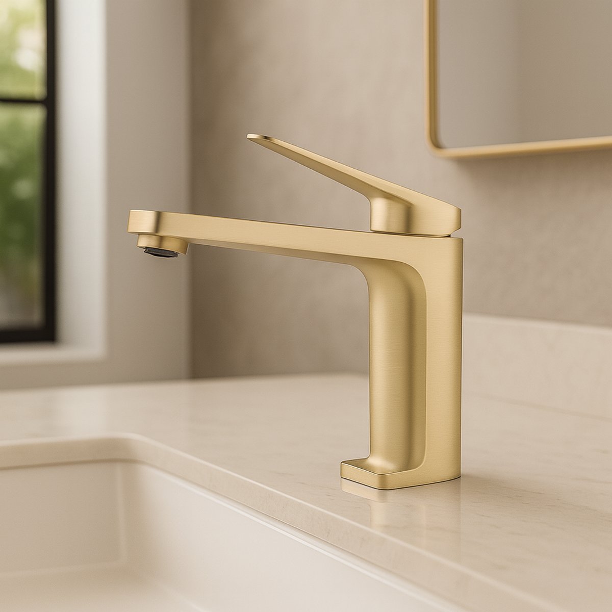 Mitigeur lavabo doré brossé design