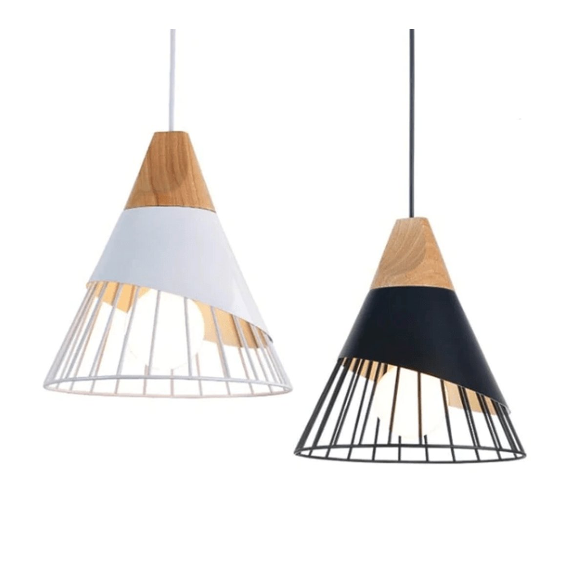Suspension Métal Blanc et Bois