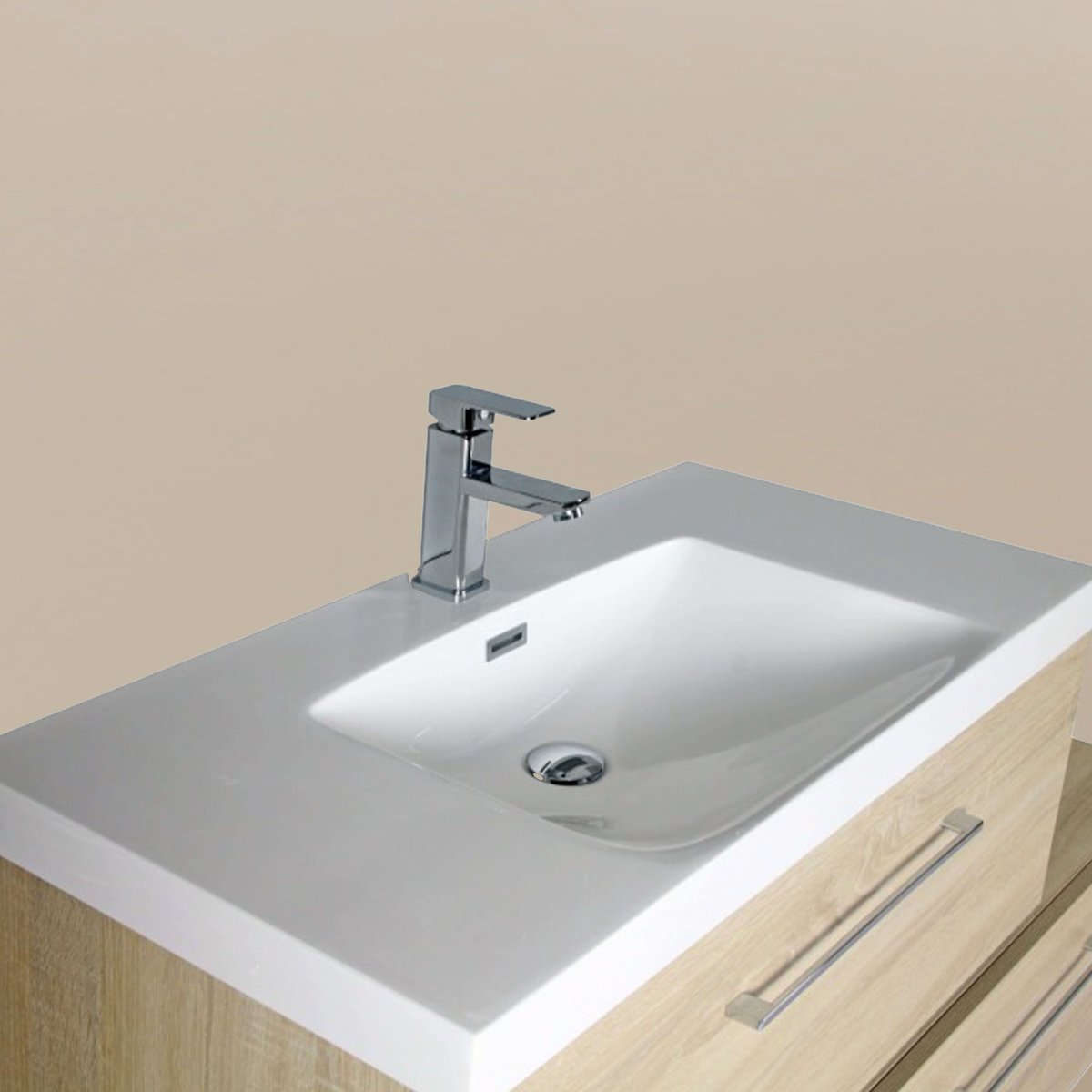 Meuble avec vasque 90 cm chêne californien naturel Aquazur