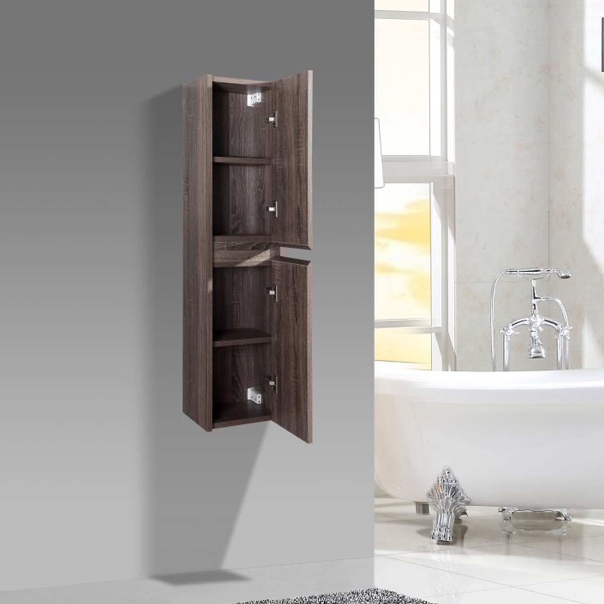 Ensemble salle de bain 100 cm chêne californien brun Aquadoli