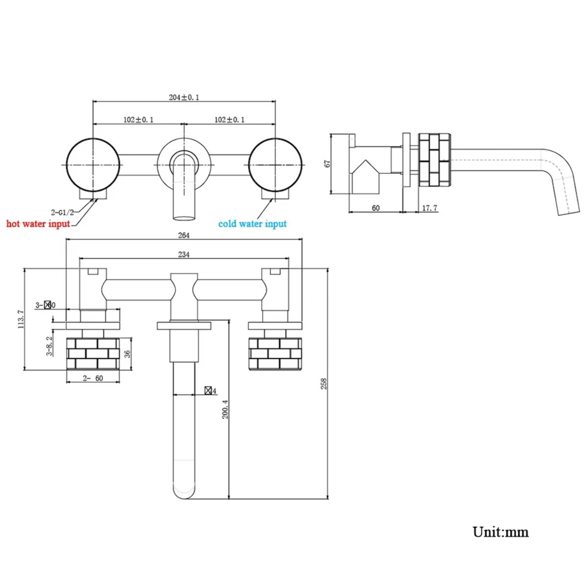 Mitigeur salle de bain encastré gris brossé