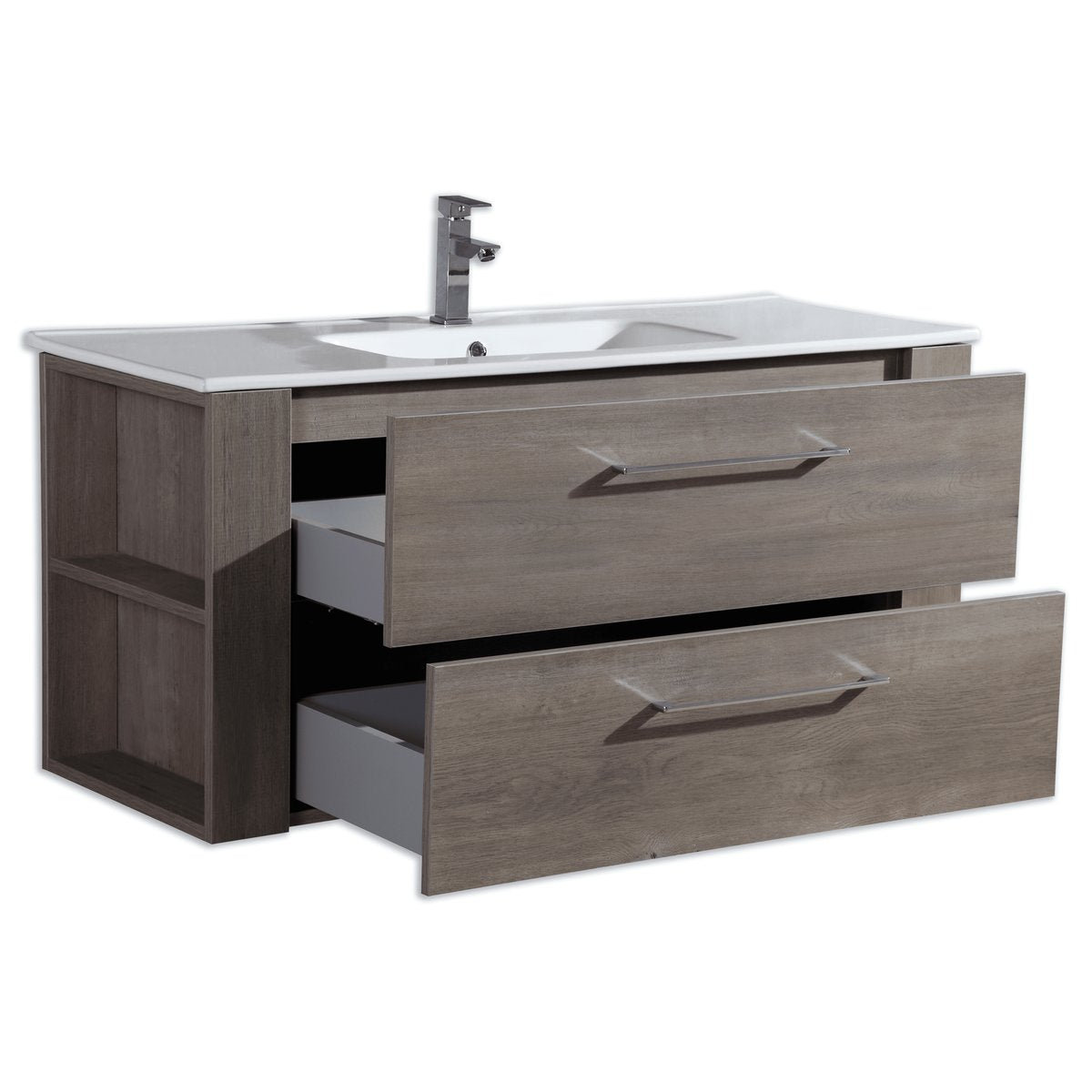 Armoire de toilette avec miroir 90 cm chêne californien gris Aquasun