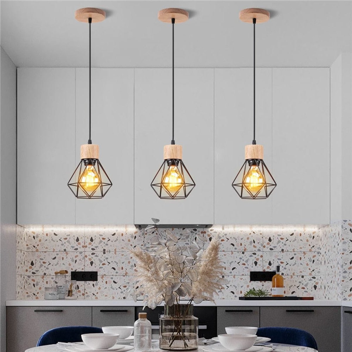 Suspension Industrielle Bois