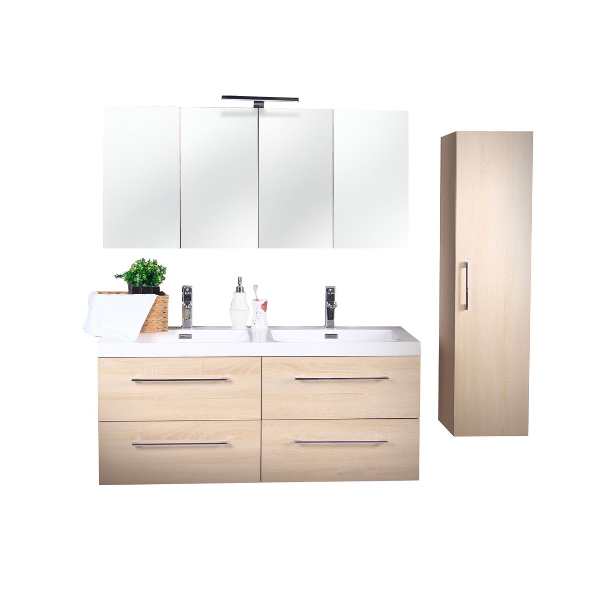 Ensemble de salle de bain 120 cm chêne californien naturel Aquazur