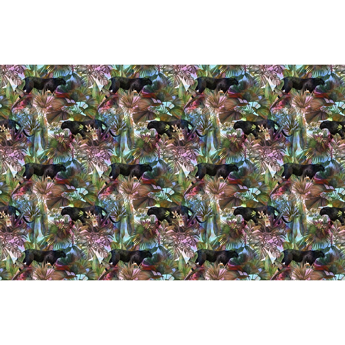 Papier peint panoramique - Motif Feuilles Panthères noires