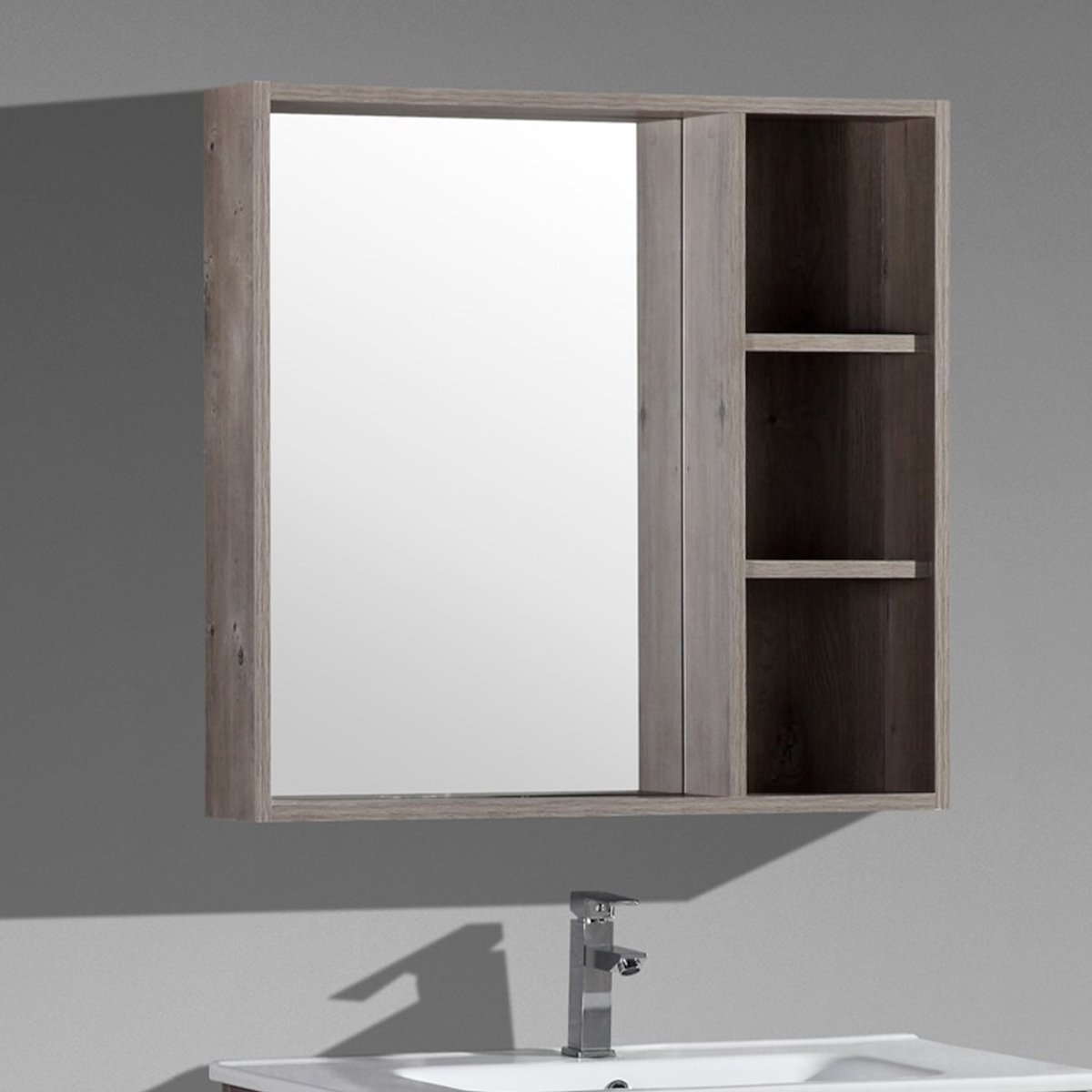 Armoire de salle de bain avec miroir chêne brun Aquanoma