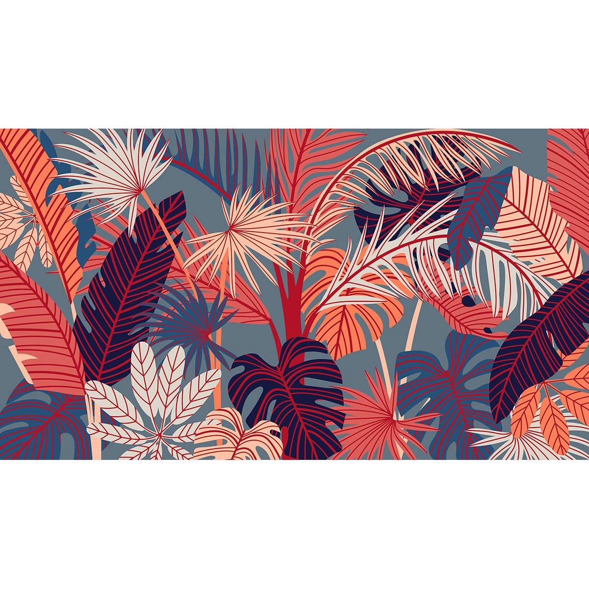 Papier peint panoramique - Feuilles tropicales