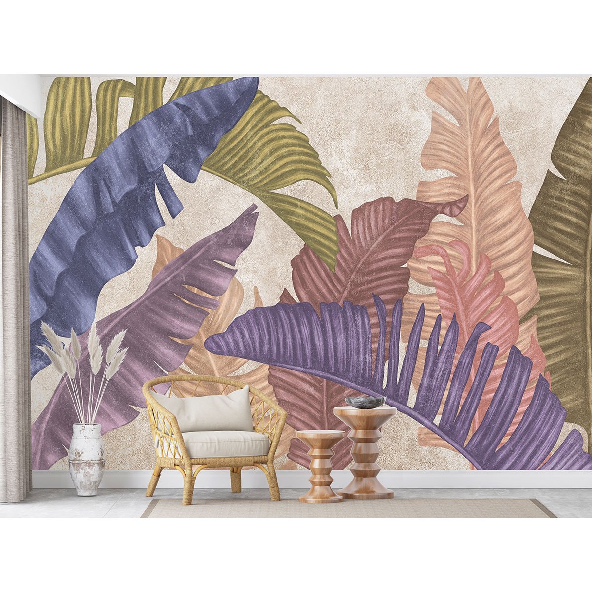 Papier peint panoramique - Feuilles tropicales