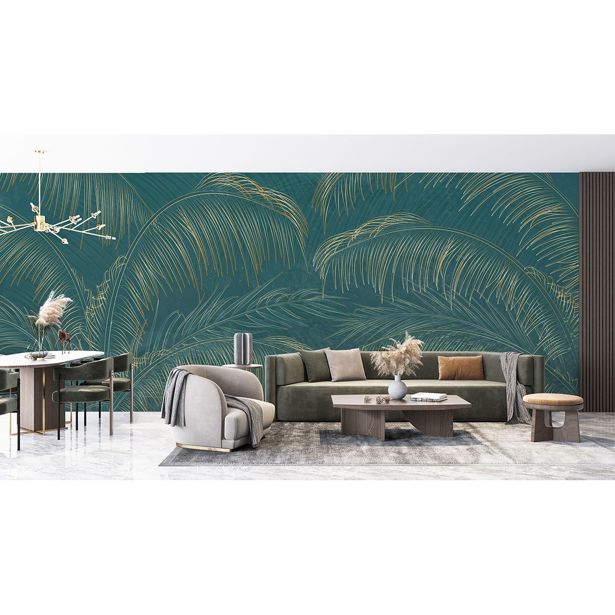 Papier peint panoramique - Feuilles tropicales