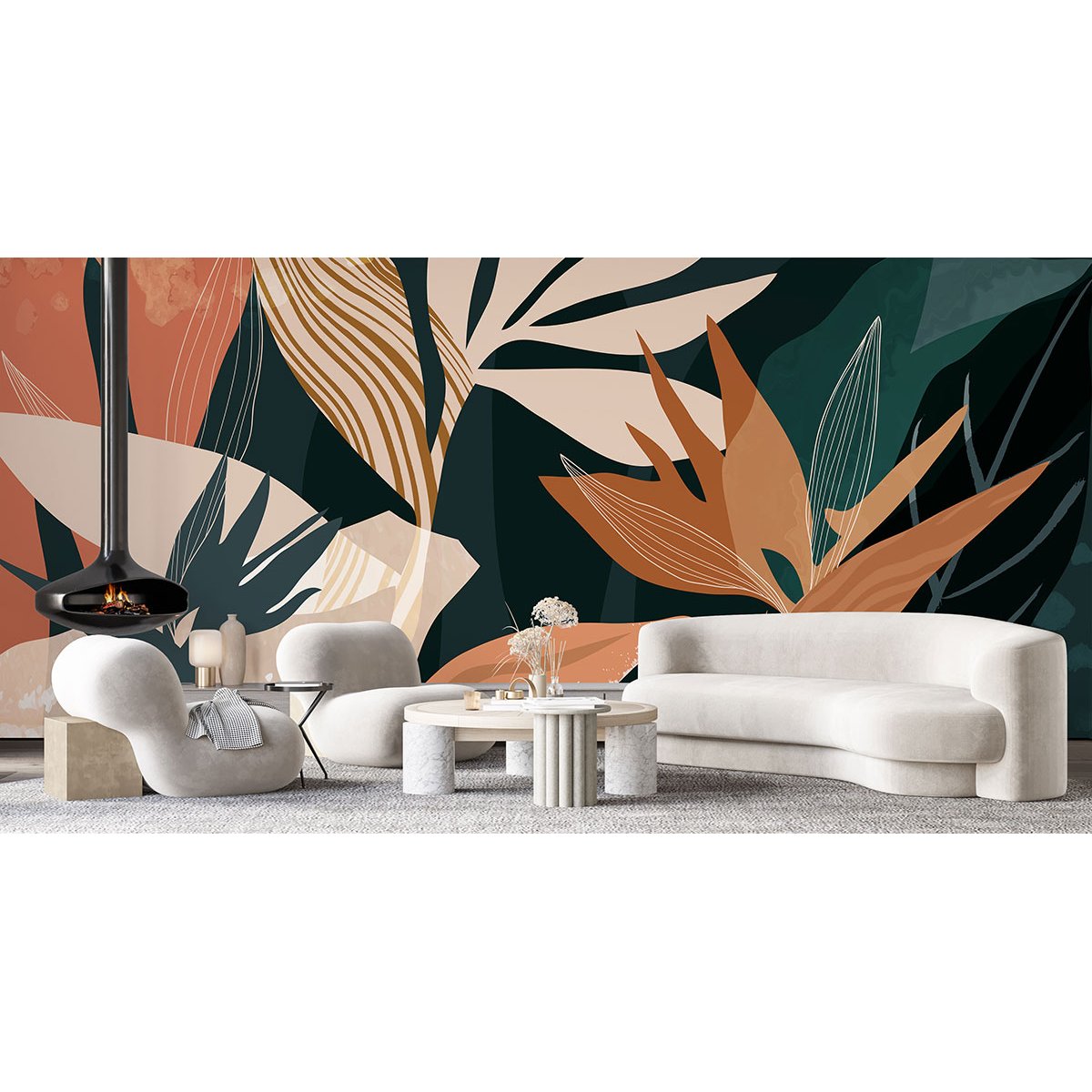 Papier peint panoramique - Feuilles Design