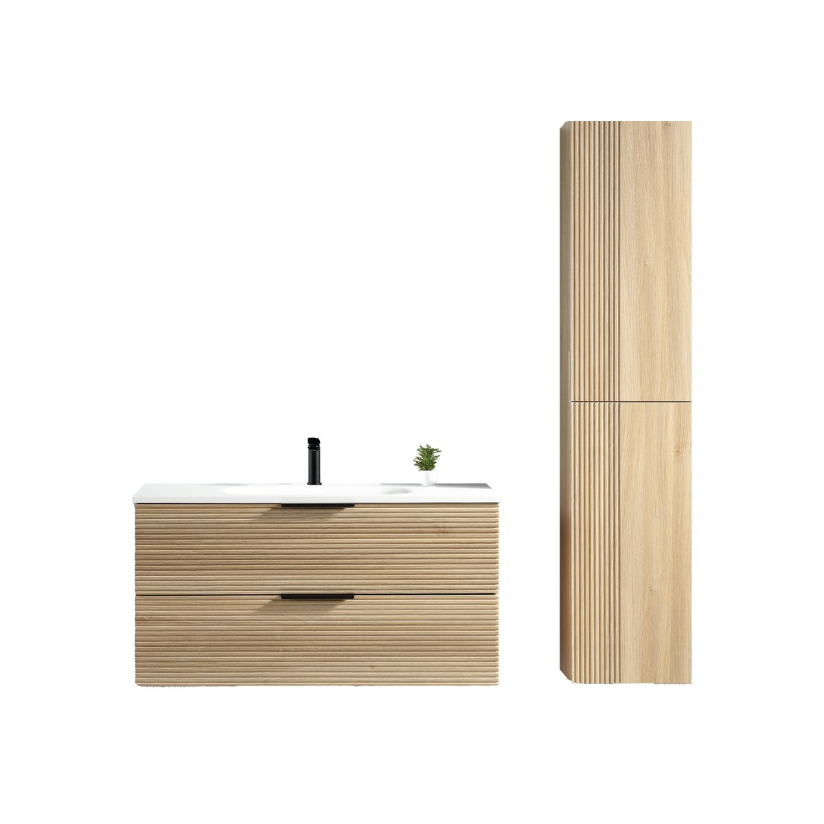Ensemble salle de bain 100 cm chêne clair Aqualinea