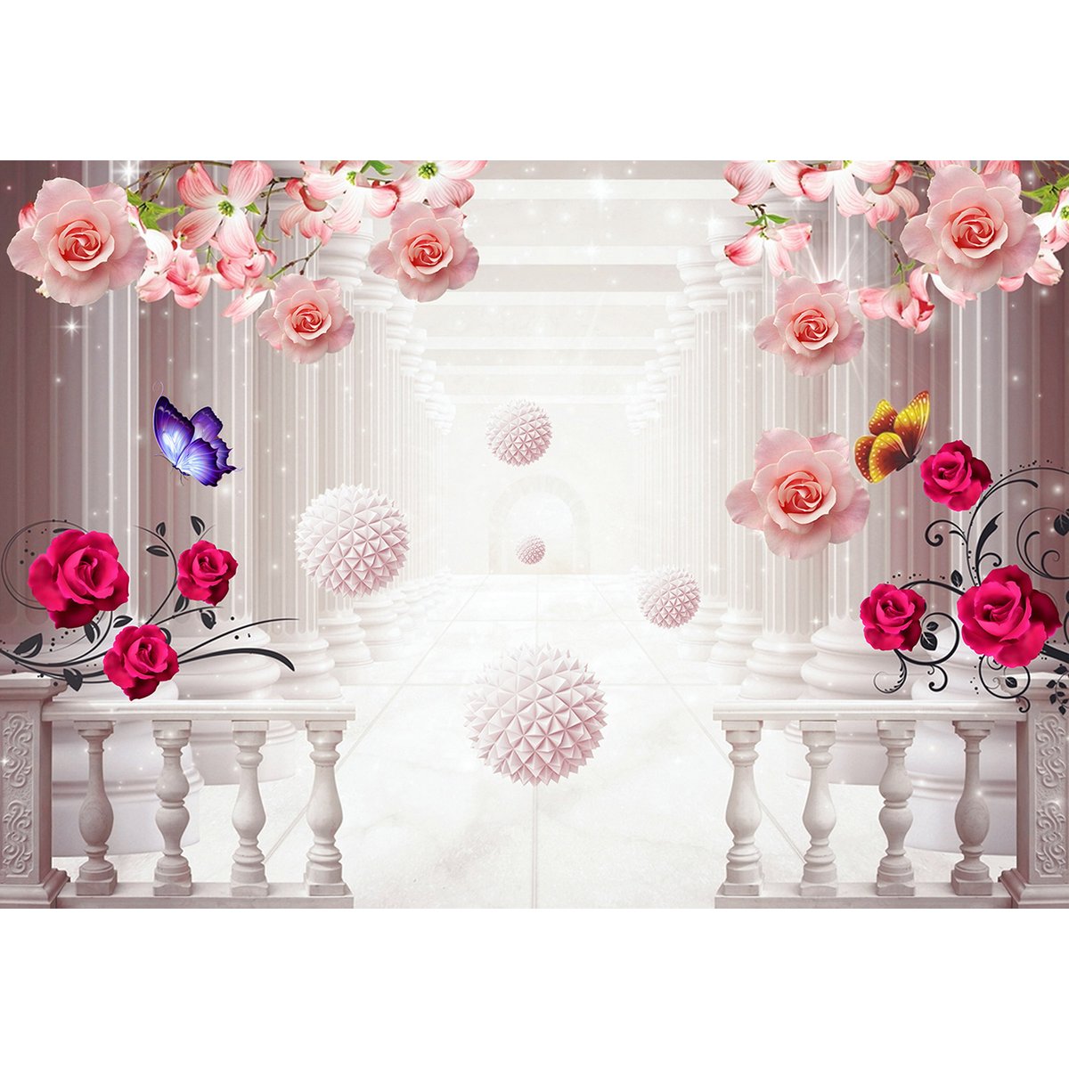 Papier peint panoramique - Fleurs Design 3D