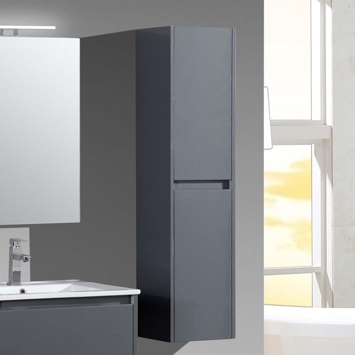 Colonne salle de bain 120 cm gris laqué Aquadoli