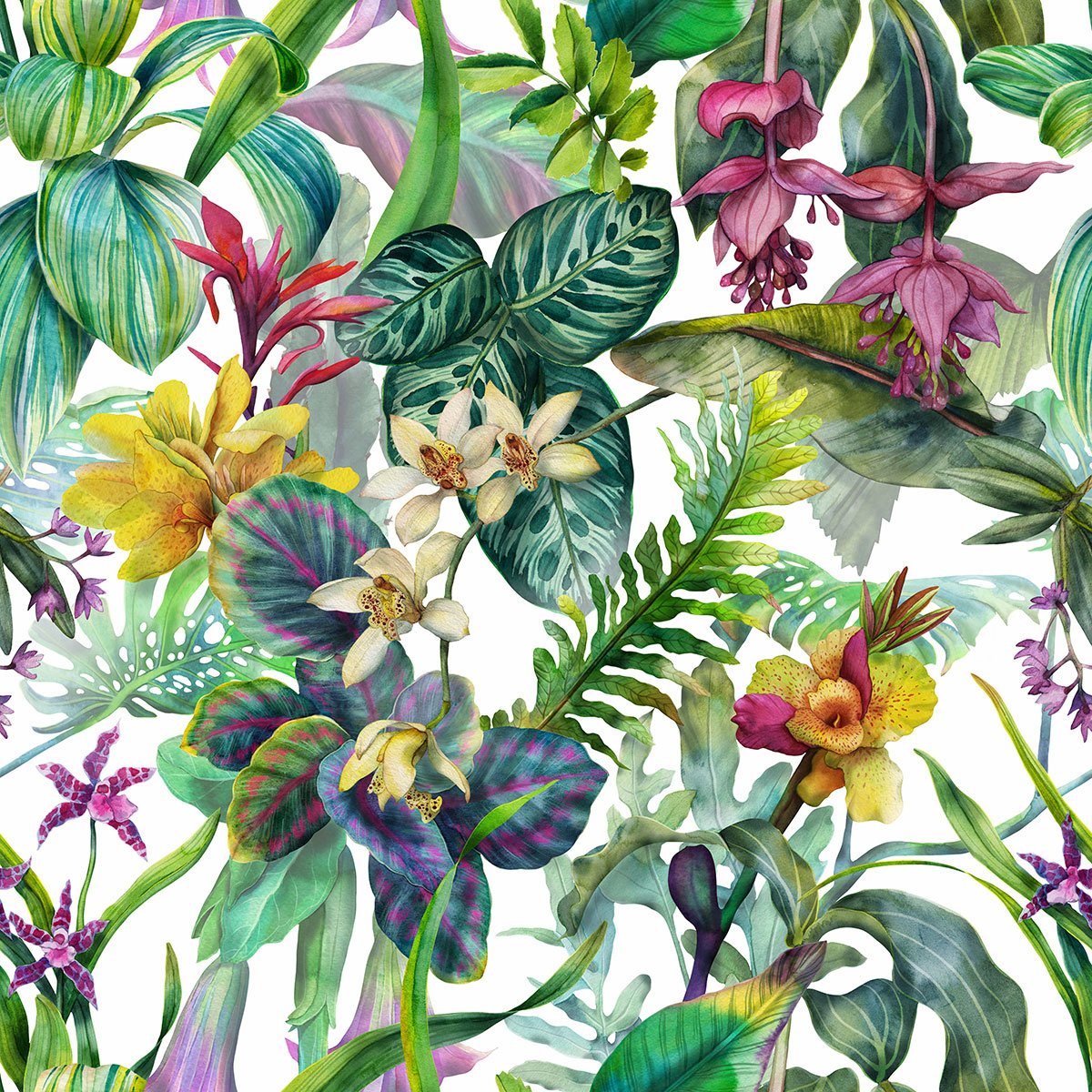 Papier peint panoramique - Fleurs tropicales