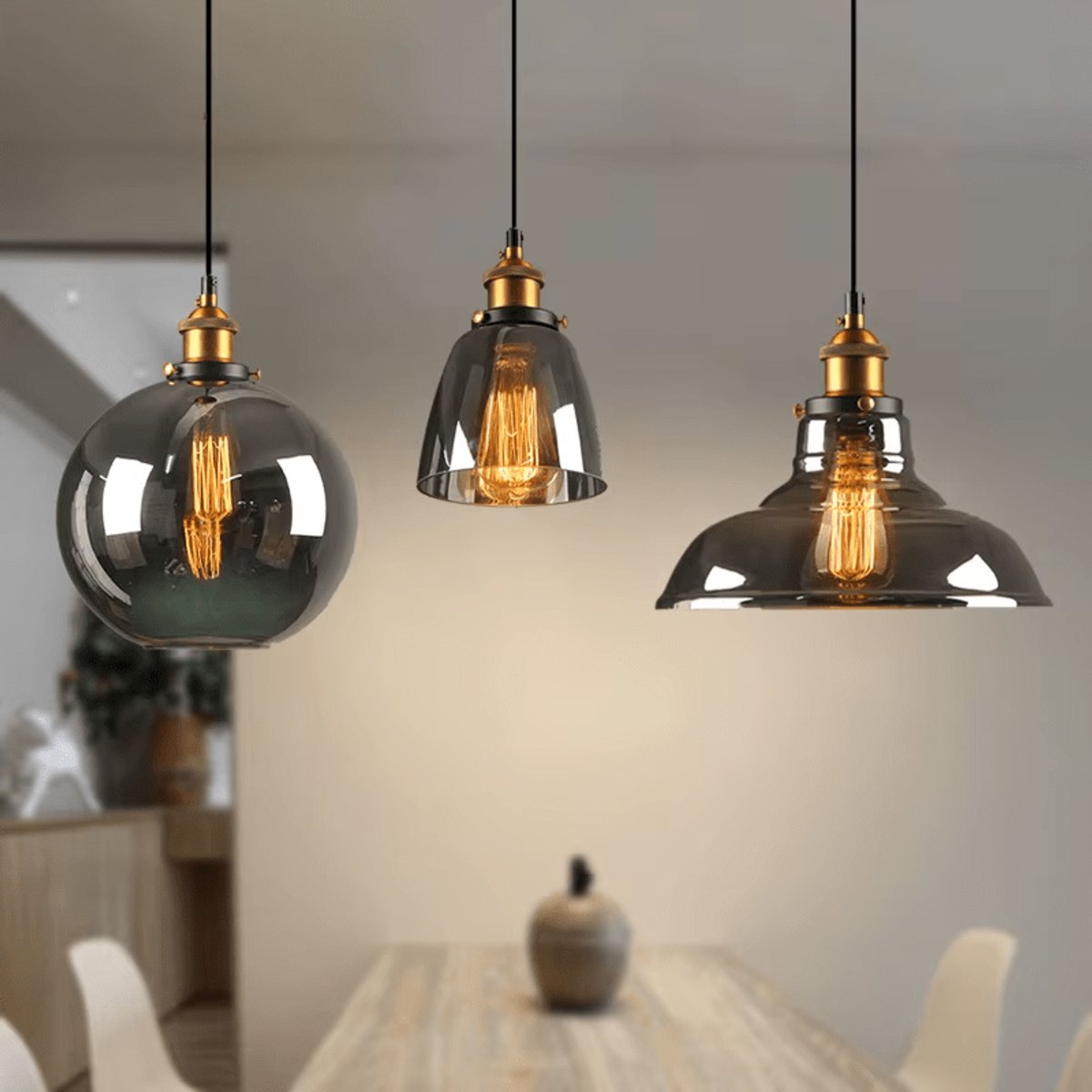Suspension 4 Lampes Verre