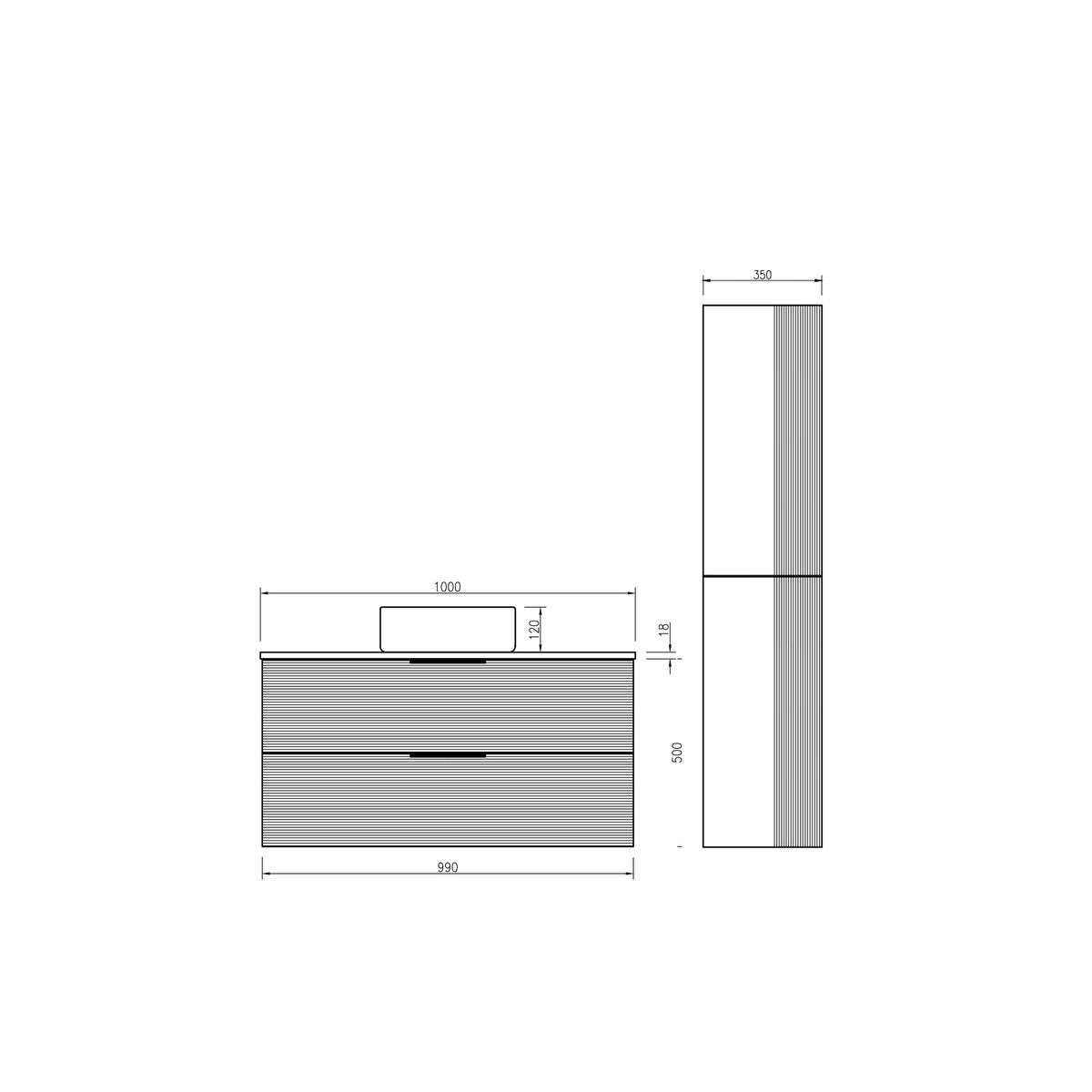 Ensemble salle de bain 100 cm noir Aqualinea