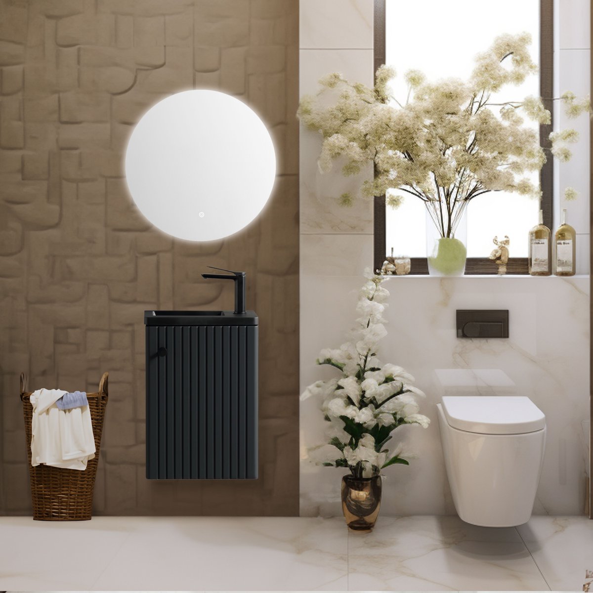 Meuble lave-main Aquanero noir 40 cm