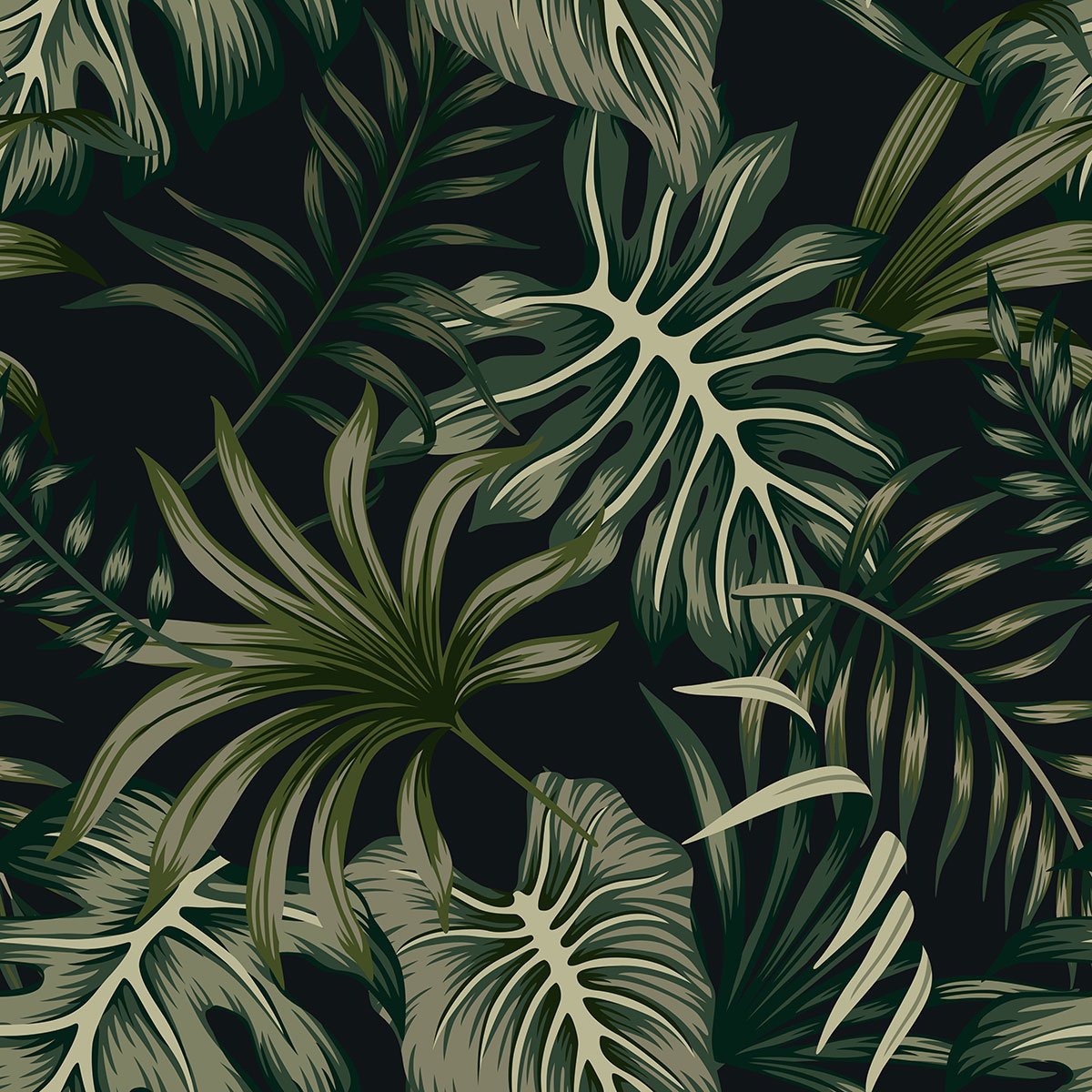 Papier peint panoramique - Feuilles tropicales