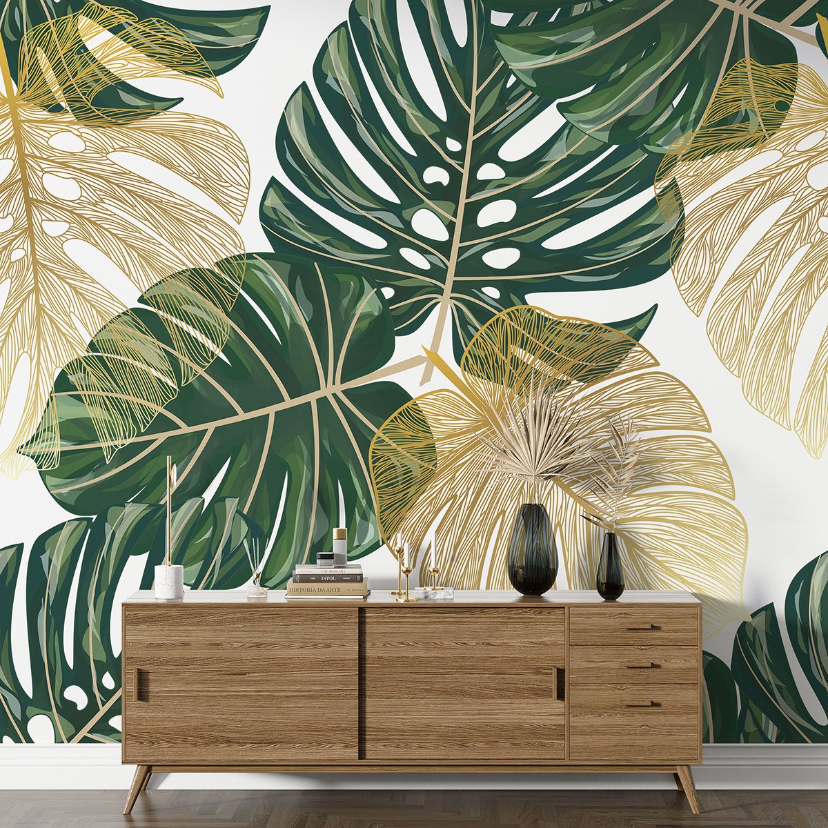 Papier peint panoramique - Feuilles tropicales