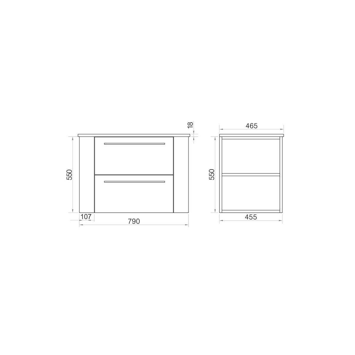 Meuble avec vasque 80 cm chêne brun Aquanoma