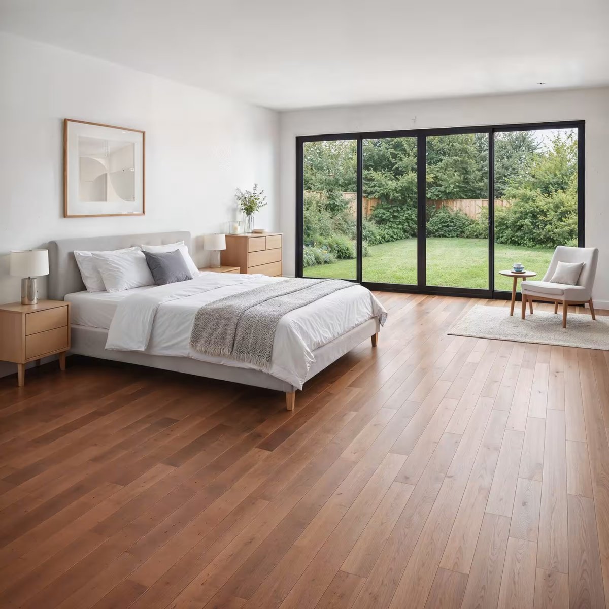 Parquet contrecollé chêne teinte brune - Larg. 9 cm