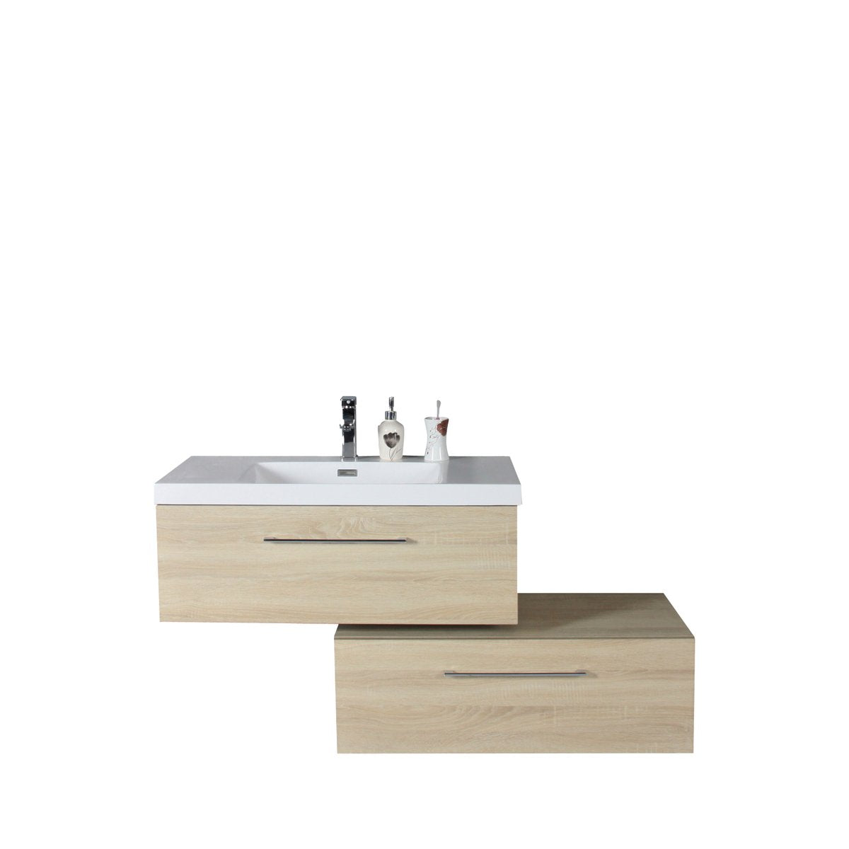 Meuble avec vasque 90 cm chêne californien naturel Aquazur