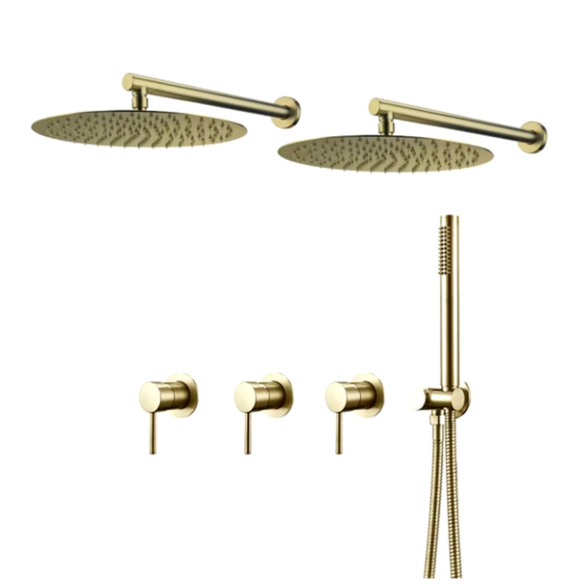 Double colonne de douche encastrée or brossé
