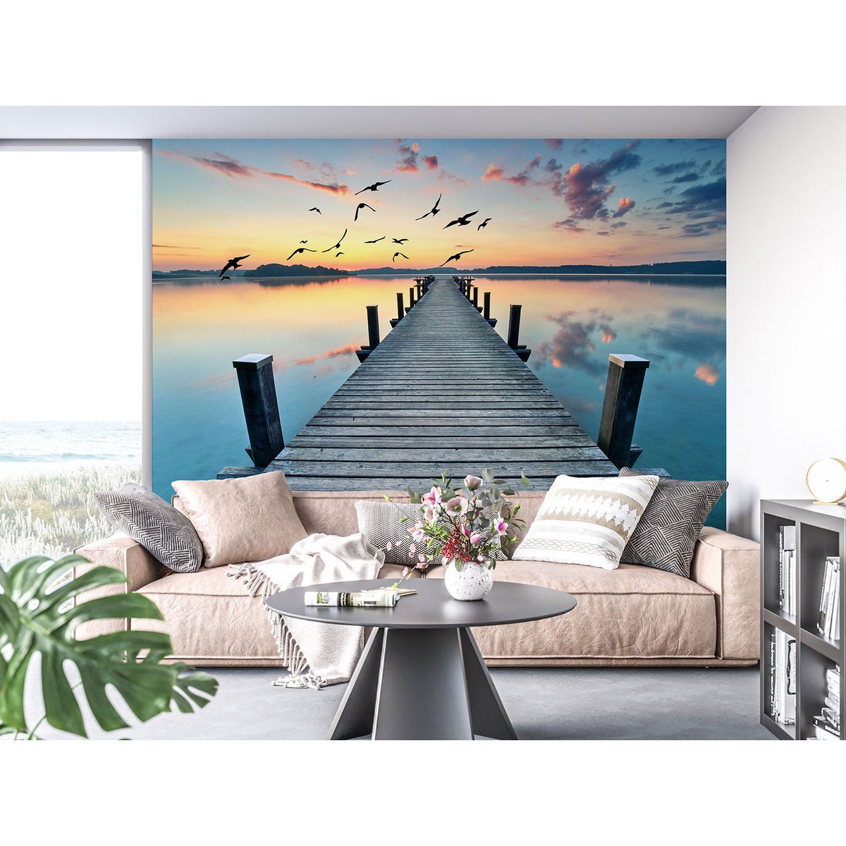 Papier peint panoramique - Ponton Couché de soleil