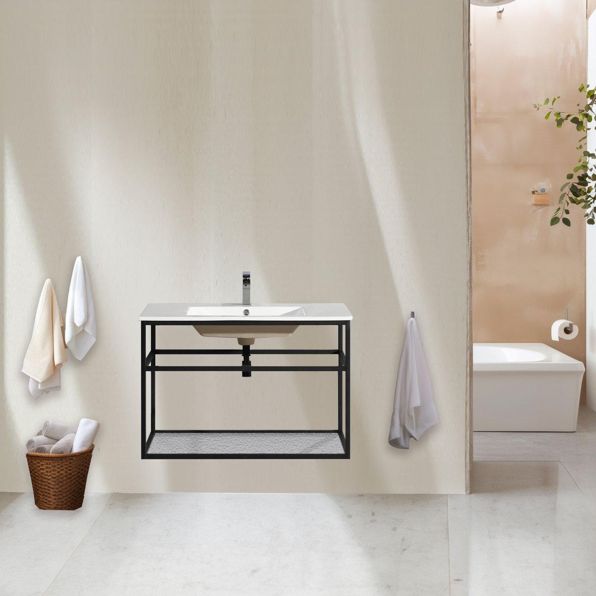 Lave main 90 cm métal noir Aquafredo