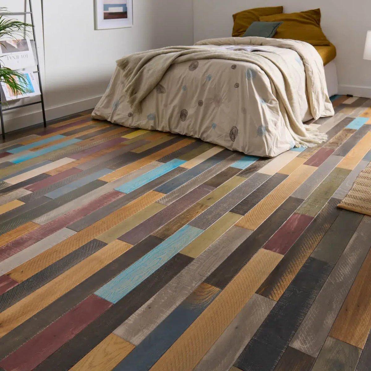 Parquet chêne massif multicolore - Larg. 7,5 cm