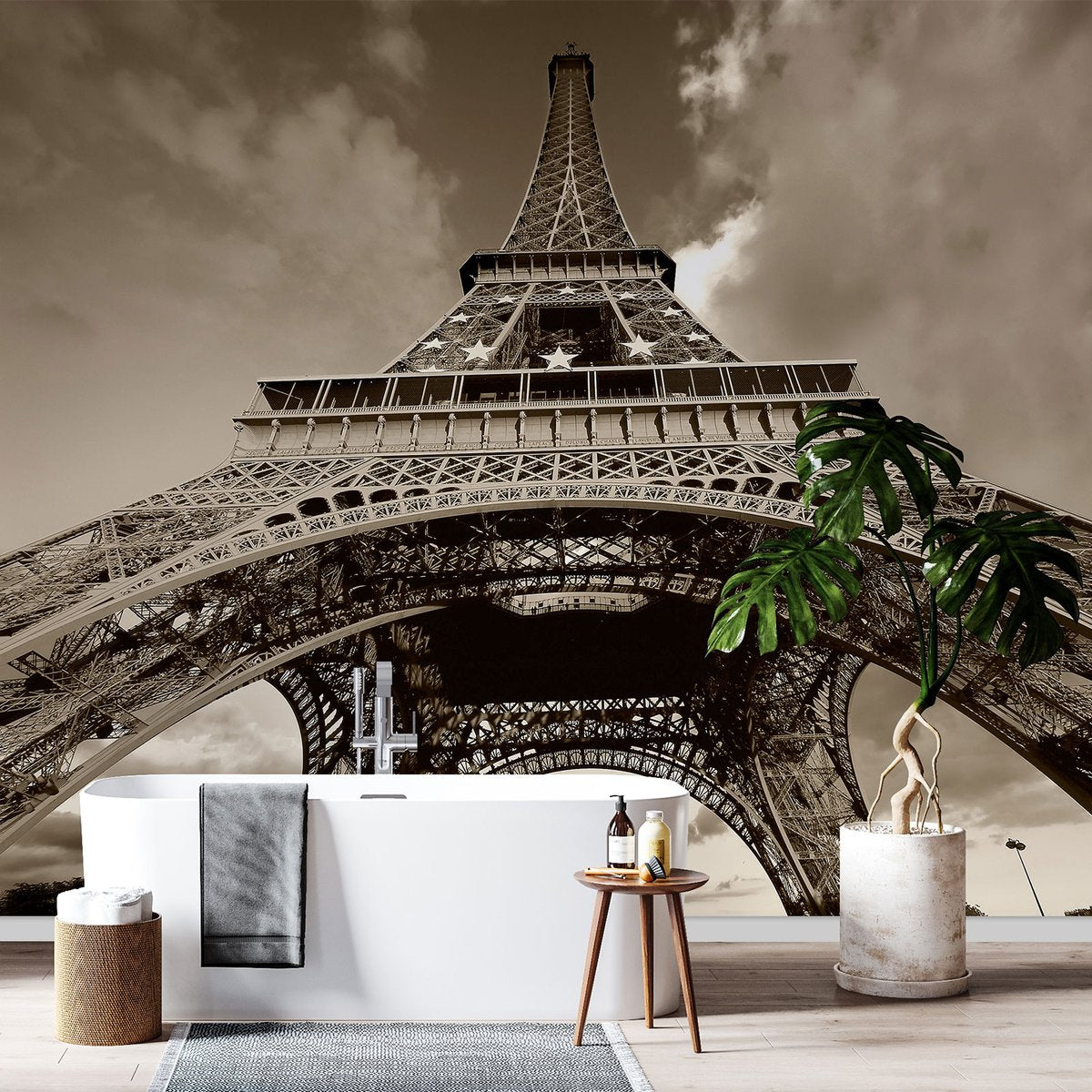 Papier peint panoramique - Tour Eiffel Sépia