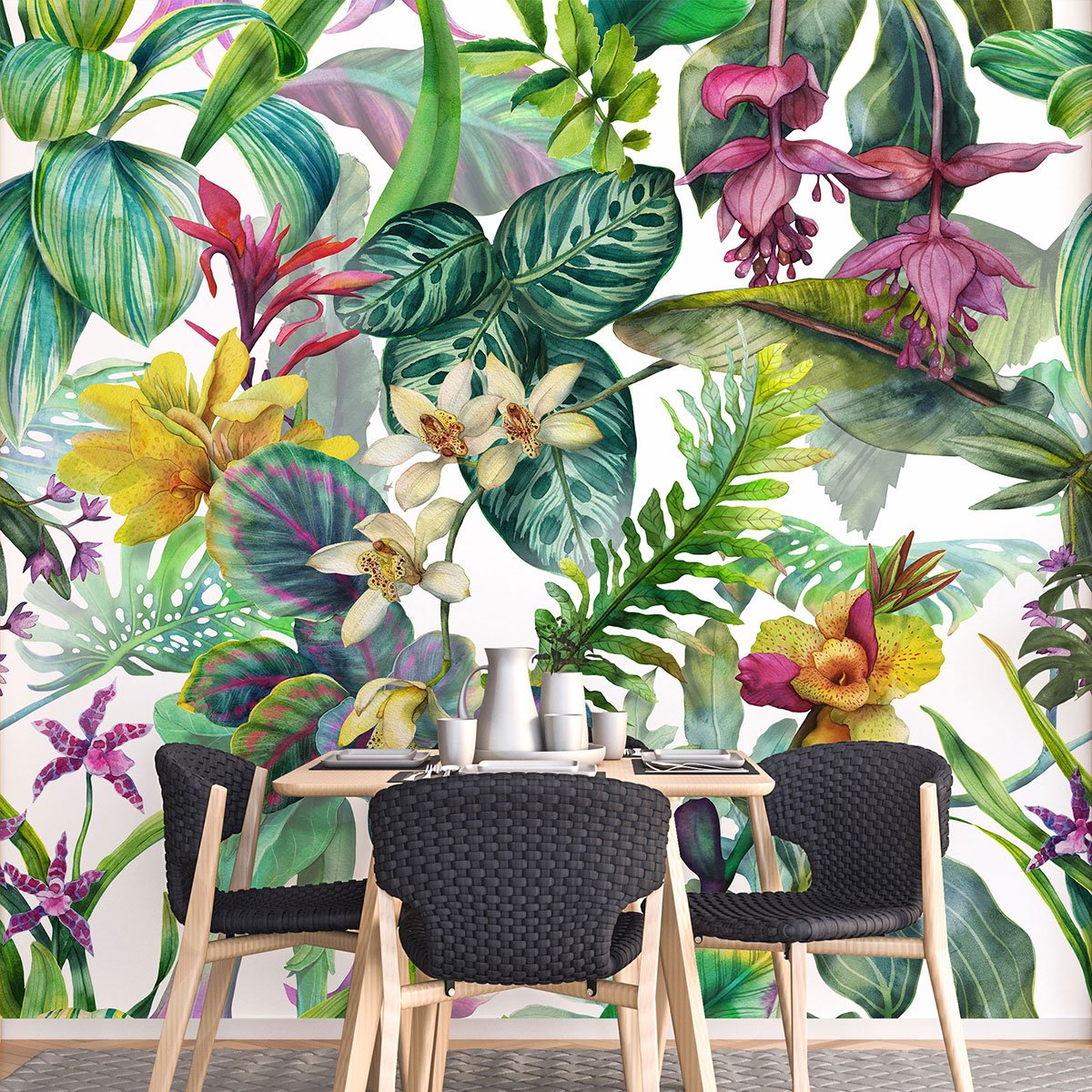 Papier peint panoramique - Fleurs tropicales