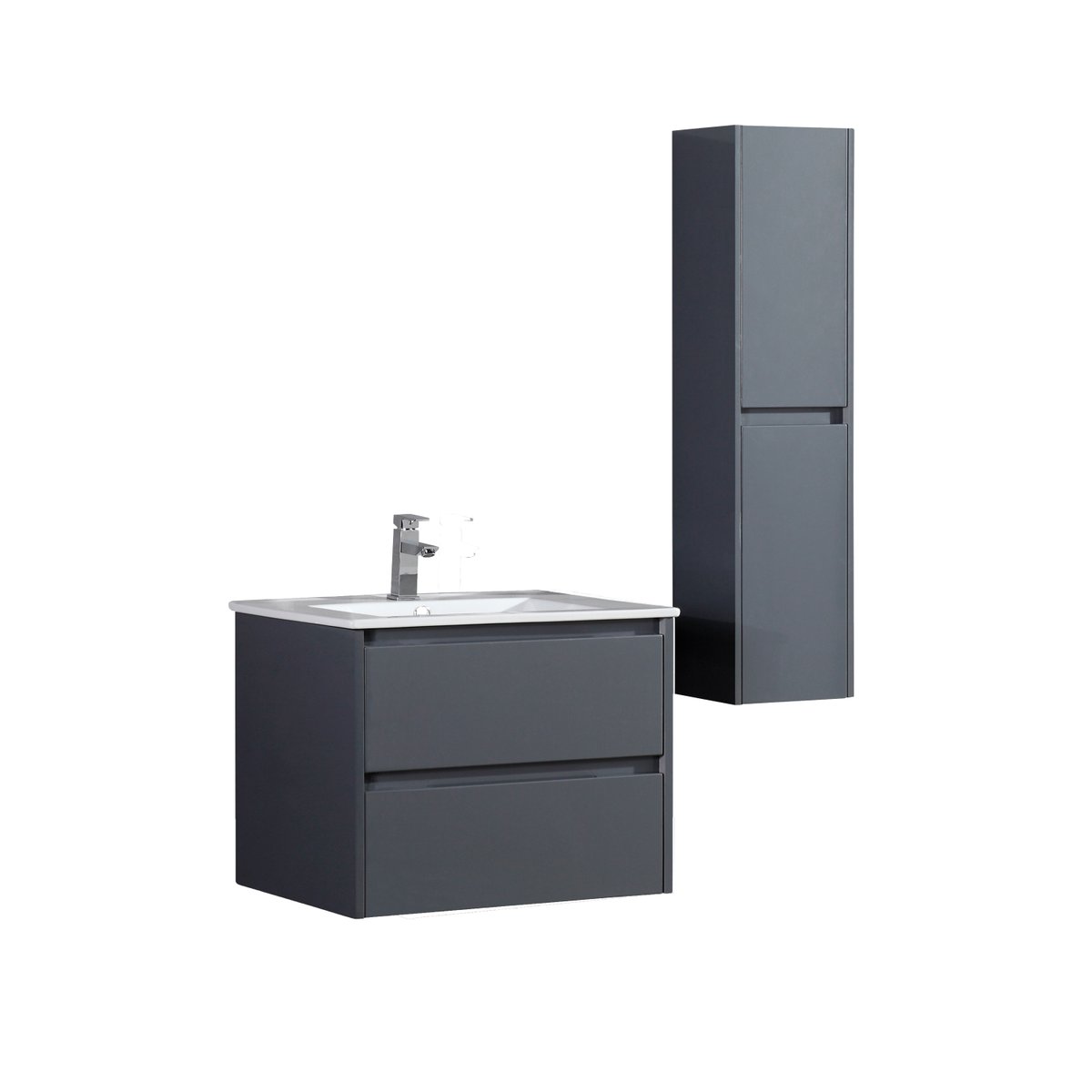 Ensemble salle de bain 80 cm gris laqué Aquadoli