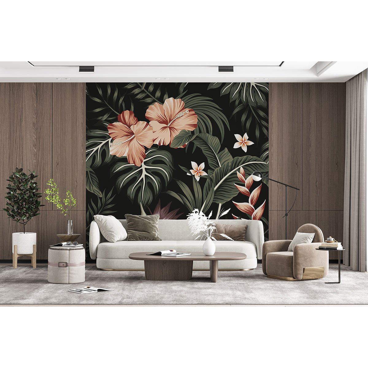 Papier peint panoramique - Fleurs tropicales