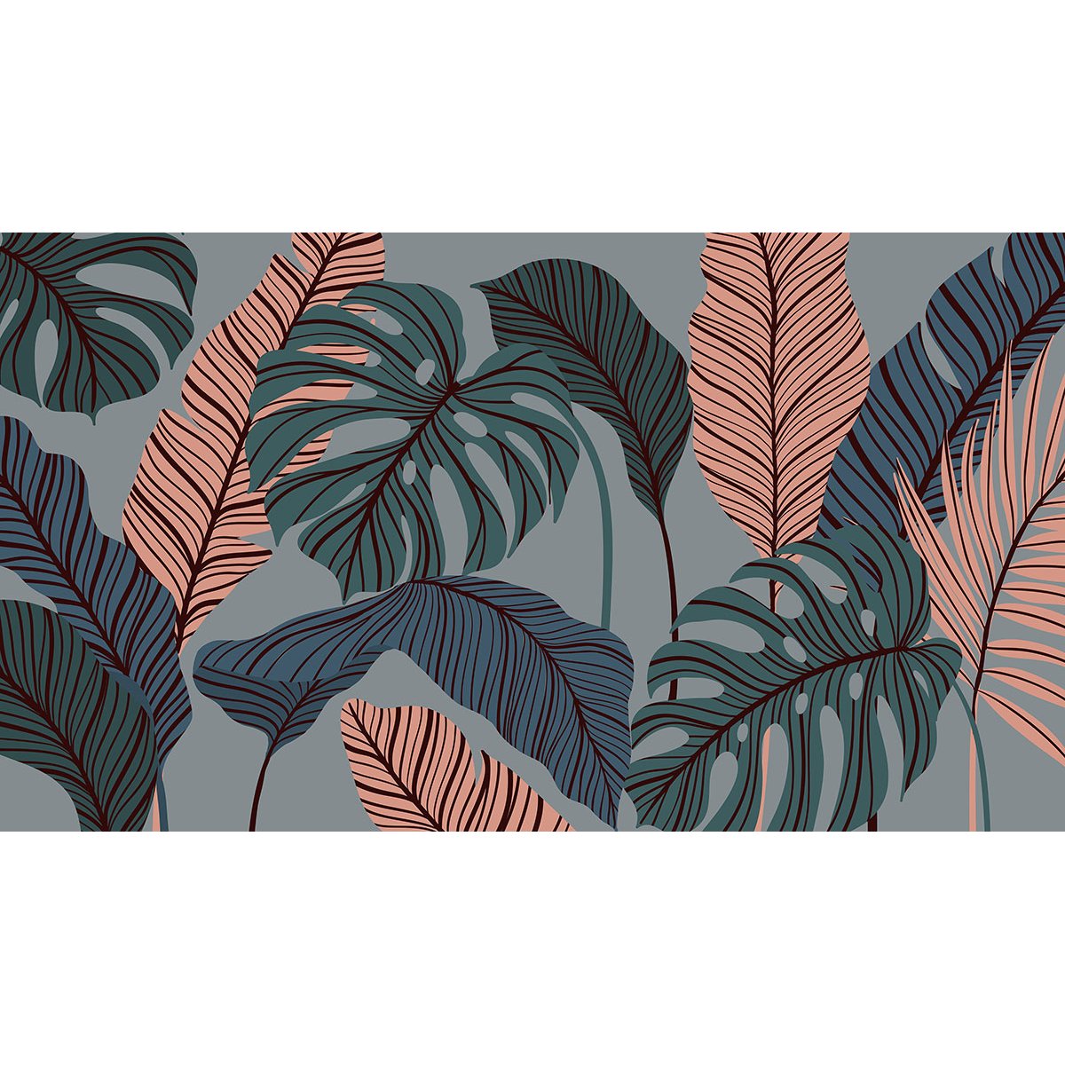 Papier peint panoramique - Feuilles tropicales