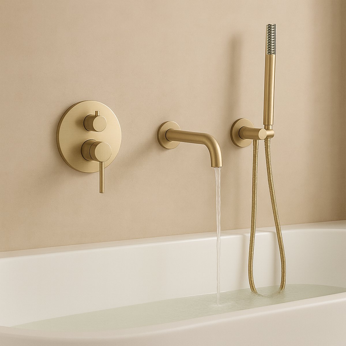 Ensemble de bain encastré or brossé