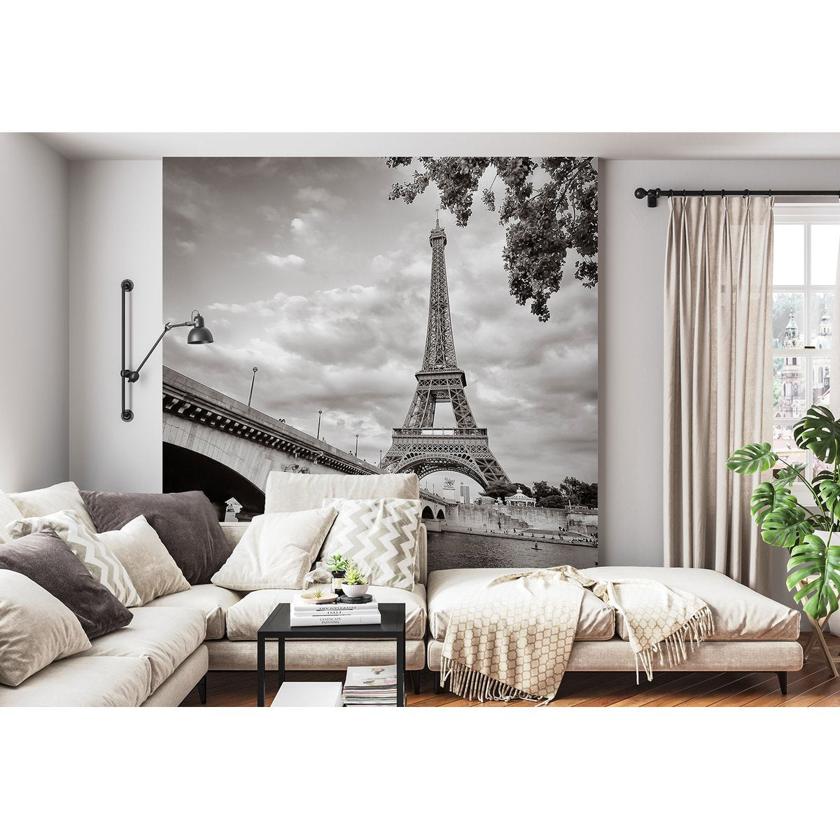 Papier peint panoramique - Tour Eiffel Noir et Blanc