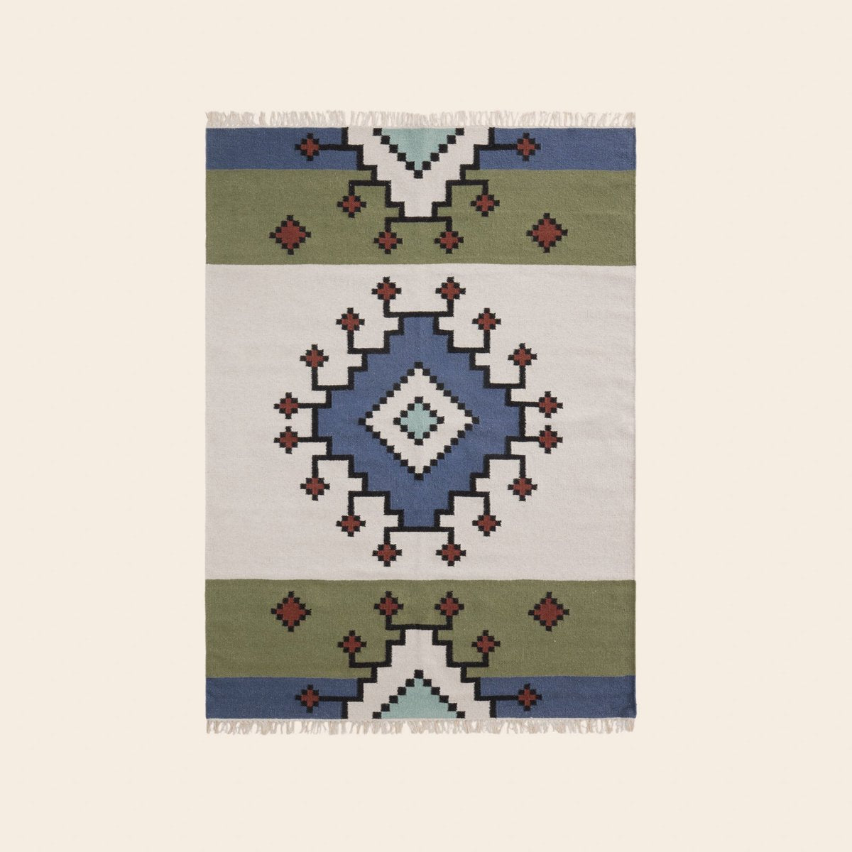 Tapis de sol BOUEKRI naturel et bleu