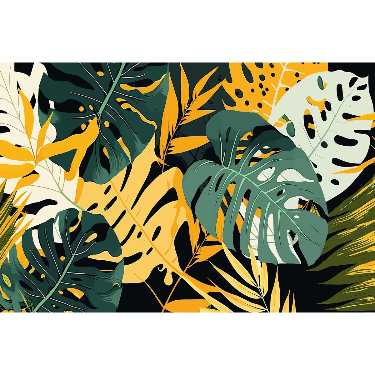 Papier peint panoramique - Feuilles Tropicales