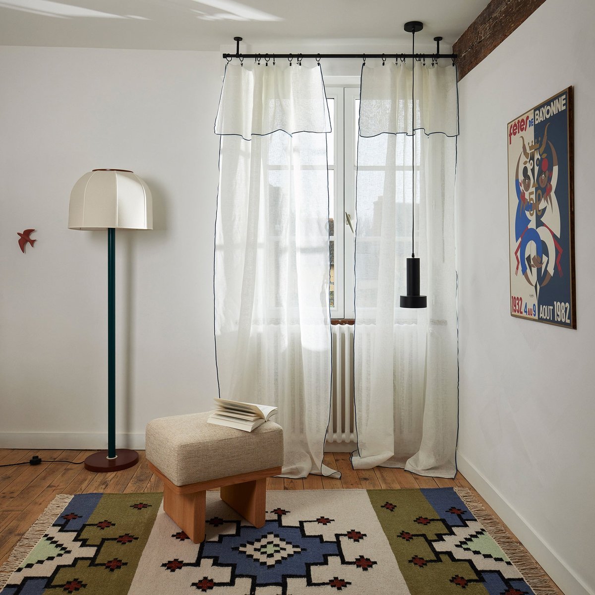 Tapis de sol BOUEKRI naturel et bleu