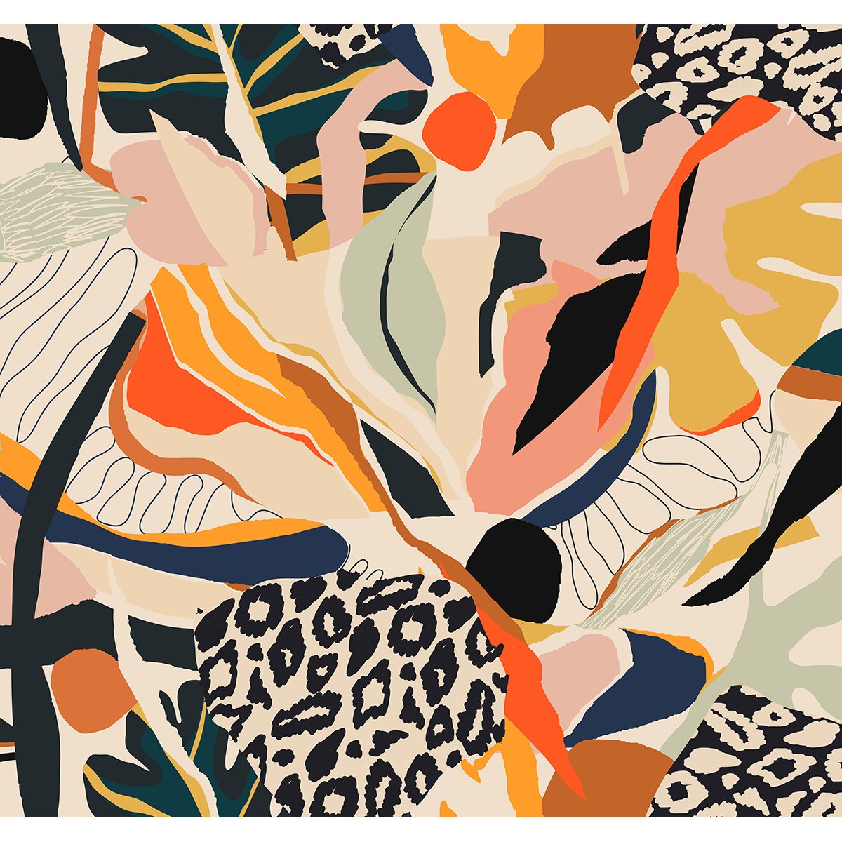 Papier peint panoramique - Feuilles Design