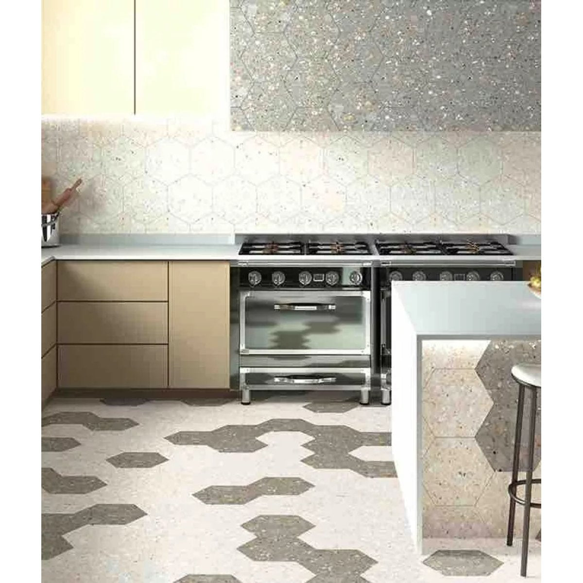 Carrelage Effet Terrazzo Hexagonal AROUSA 25,8x29 Blanco