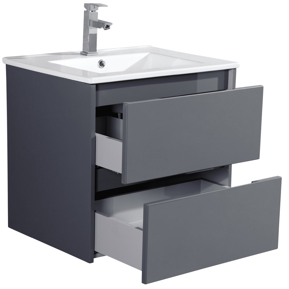 Ensemble salle de bain 60 cm gris laqué Aquadoli